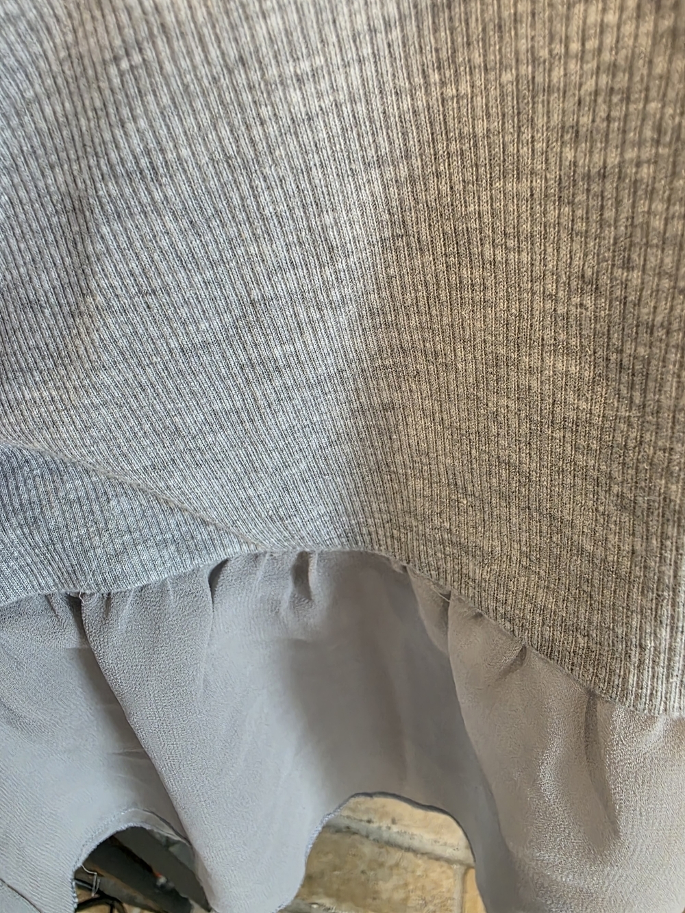 Umgee Light Gray Ribbed Tank with Ruffle Hem - Picture 4 of 6